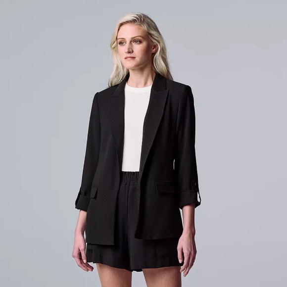 Women's Simply Vera Vera Wang Roll-Tab Relaxed Blazer - Picture 2 of 2